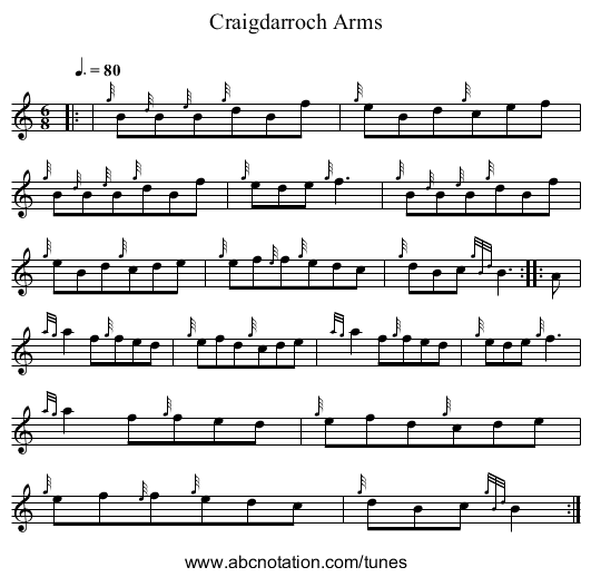 Craigdarroch Arms - staff notation