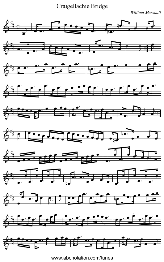 Craigellachie Bridge - staff notation