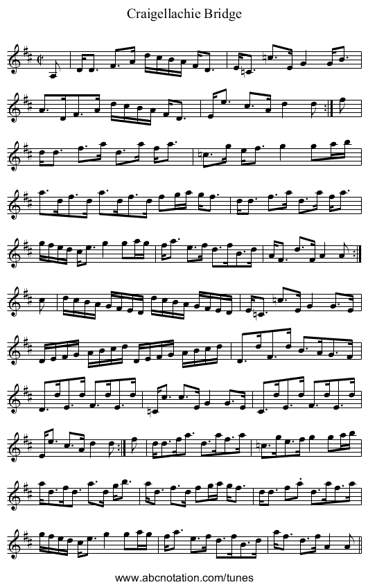 Craigellachie Bridge - staff notation