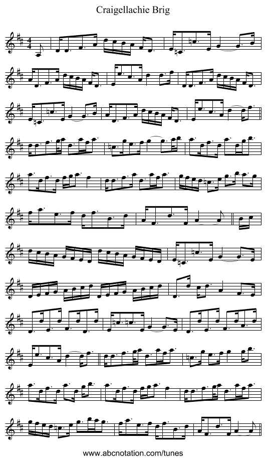 Craigellachie Brig - staff notation