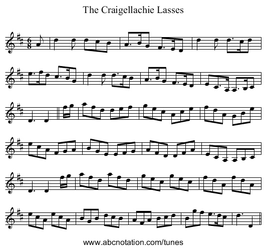 Craigellachie Lasses, The - staff notation