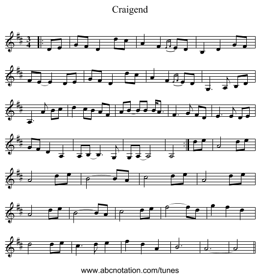 Craigend - staff notation