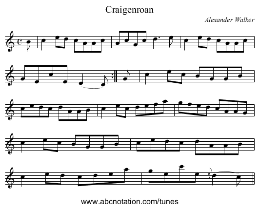 Craigenroan - staff notation