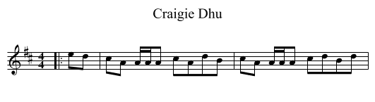 Craigie Dhu - staff notation