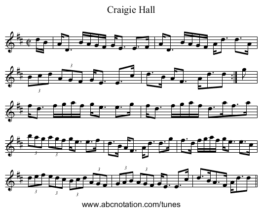Craigie Hall - staff notation