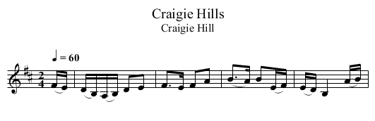 Craigie Hills - staff notation