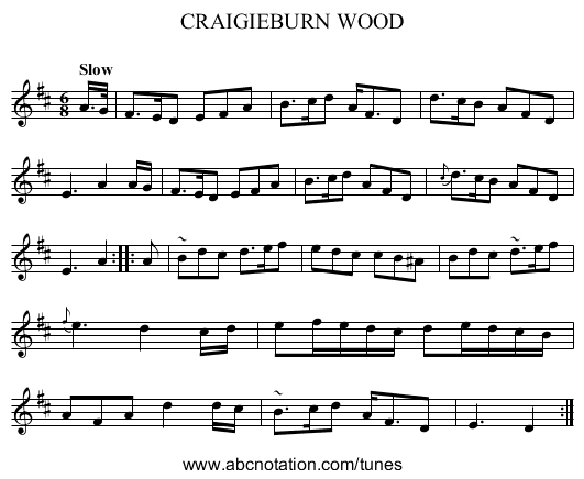 CRAIGIEBURN WOOD - staff notation