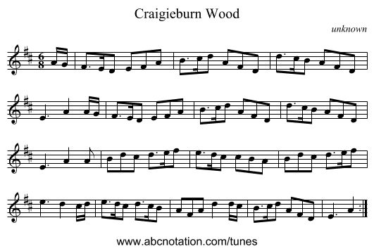 Craigieburn Wood - staff notation