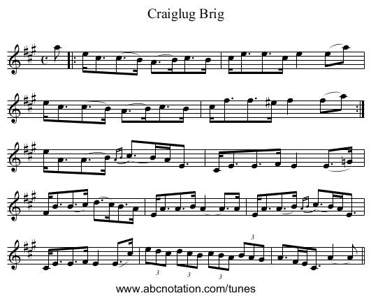 Craiglug Brig - staff notation