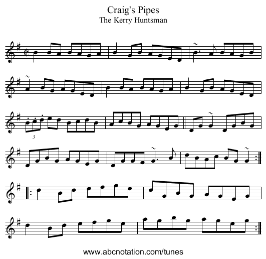 Craig's Pipes - staff notation