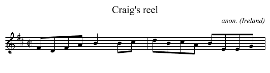 Craig's reel - staff notation