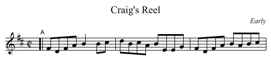 Craig's Reel - staff notation