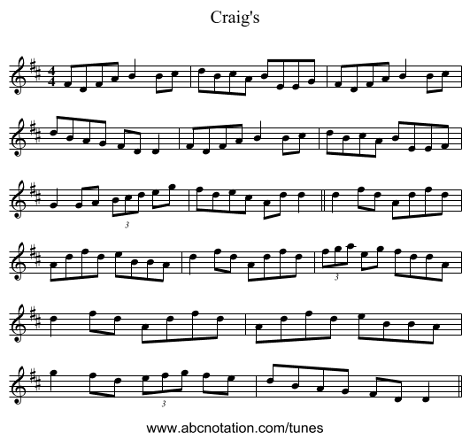 Craig's - staff notation