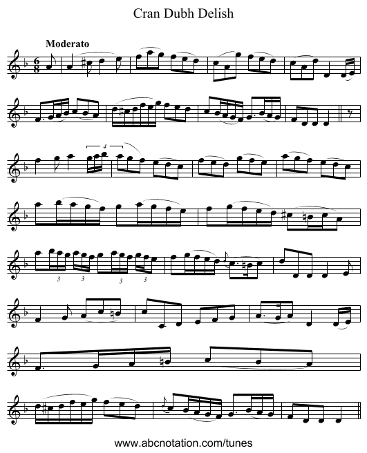 Cran Dubh Delish - staff notation