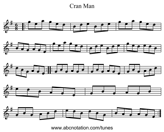 Cran Man - staff notation