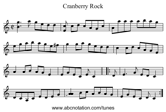 Cranberry Rock - staff notation