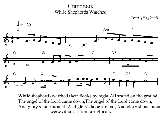 Cranbrook - staff notation