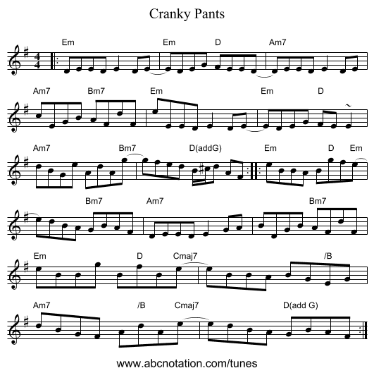 Cranky Pants - staff notation