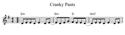 Cranky Pants - staff notation