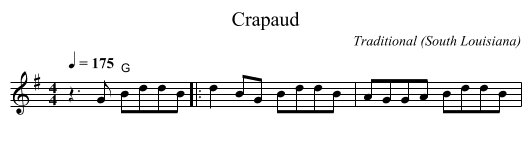 Crapaud - staff notation