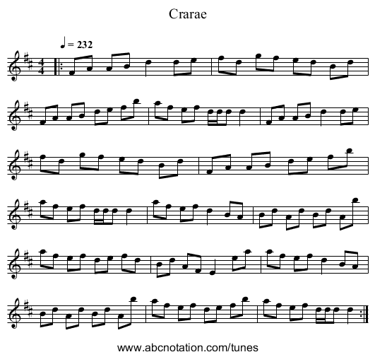 Crarae - staff notation