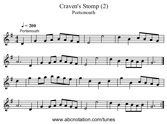 Craven's Stomp (2) - staff notation