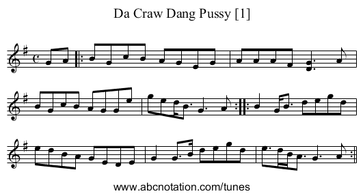 Craw Dang Pussy [1], Da - staff notation
