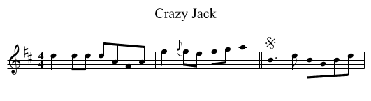 Crazy Jack - staff notation