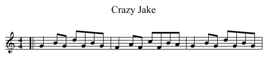 Crazy Jake - staff notation