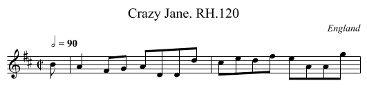 Crazy Jane. RH.120 - staff notation