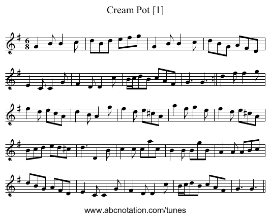 Cream Pot [1] - staff notation