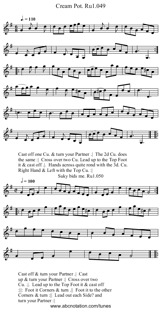 Cream Pot. Ru1.049 - staff notation