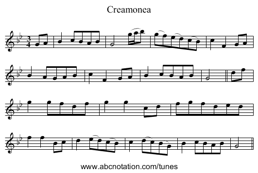 Creamonea - staff notation