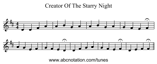 Creator Of The Starry Night - staff notation
