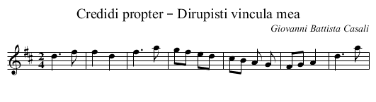 Credidi propter – Dirupisti vincula mea - staff notation