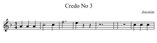Credo No 3 - staff notation