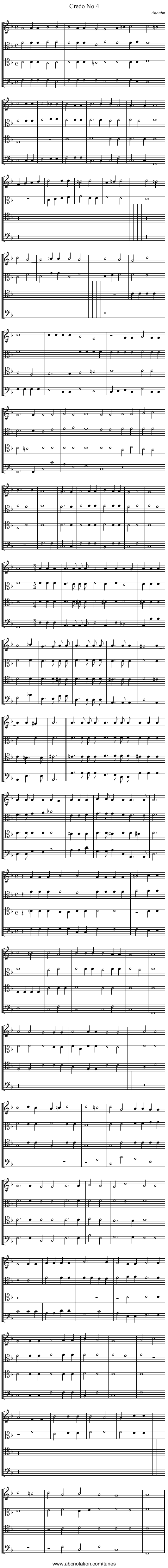 Credo No 4 - staff notation