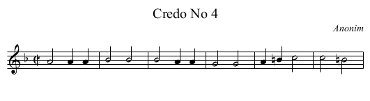 Credo No 4 - staff notation