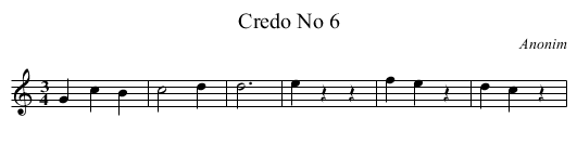 Credo No 6 - staff notation