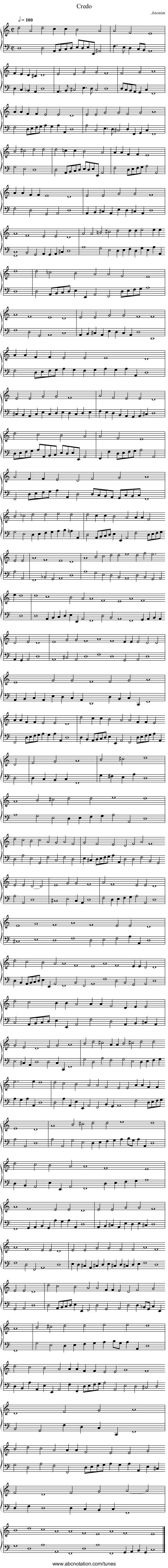 Credo - staff notation