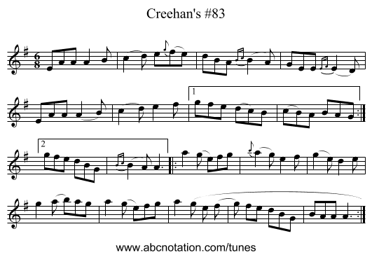 Creehan's #83 - staff notation