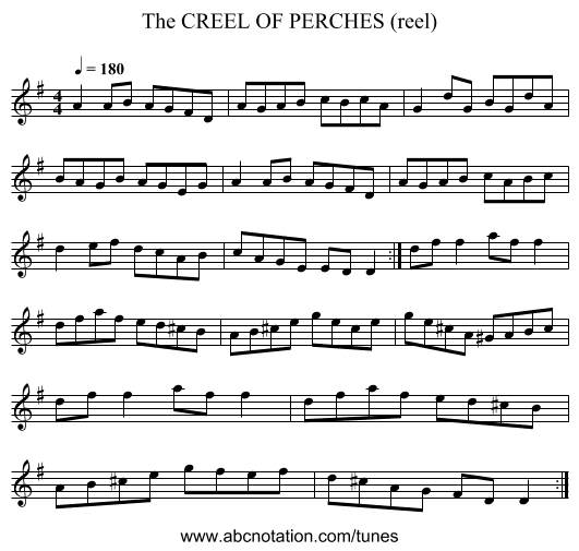 CREEL OF PERCHES (reel), The - staff notation