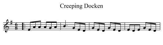Creeping Docken - staff notation