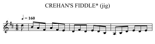 CREHAN'S FIDDLE* (jig) - staff notation