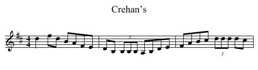 Crehan’s - staff notation