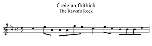 Creig an fhithich - staff notation