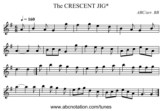 CRESCENT JIG*, The - staff notation