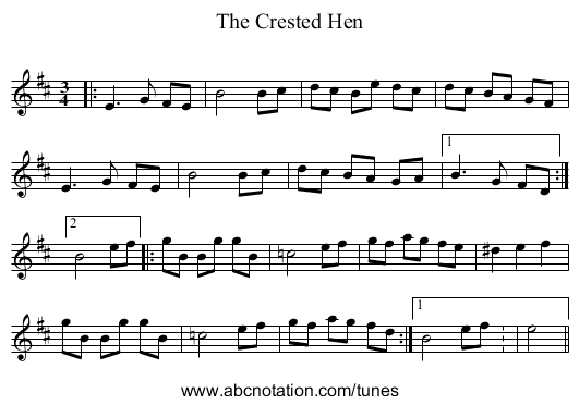 Crested Hen, The - staff notation