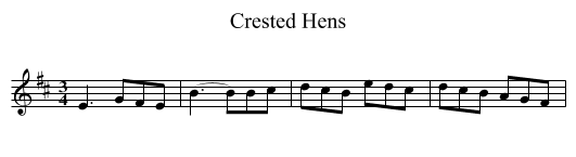 Crested Hens - staff notation