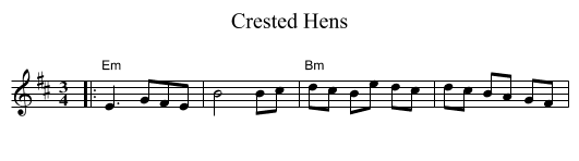 Crested Hens - staff notation